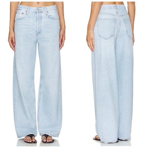 Agolde Denim - Agolde Low Slung Baggy Jeans Blue Fragment Straight Leg Size 30 Light Wash